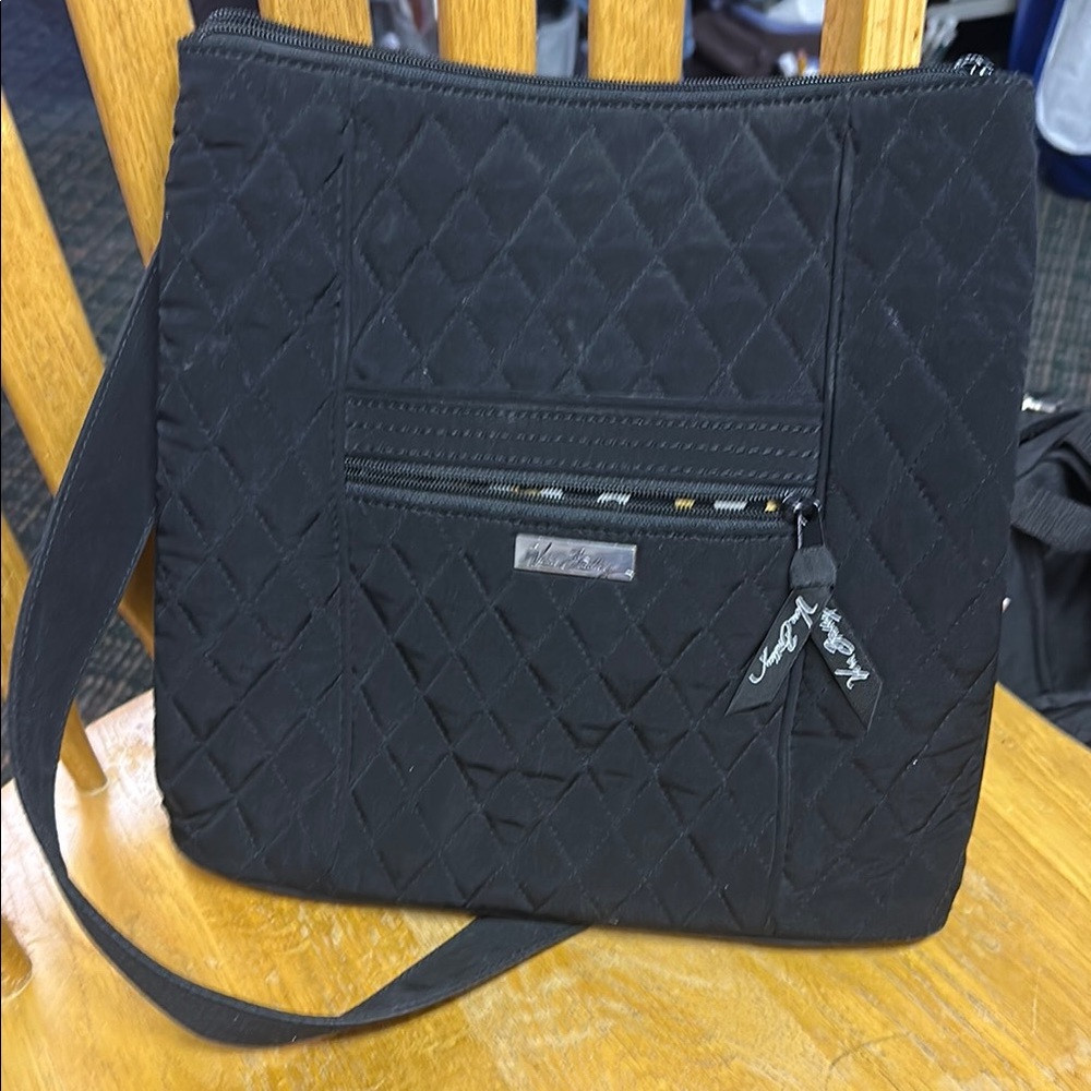 Vera Bradley Black Quilted Crossbody Bag with Geometric Design